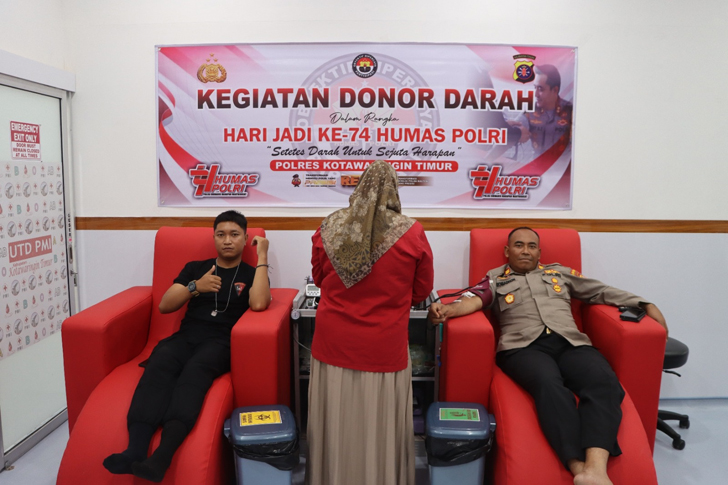 Rayakan HUT Humas ke-74 dengan Aksi Nyata, Polres Kotim Laksanakan Donor Darah Melalui PMI HUT Humas